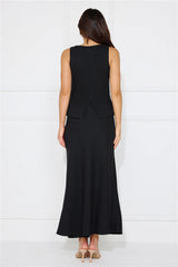 Days In Linen Blend Maxi Skirt Black