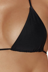 Kalli Recycled Nylon Triangle Tie Up Bikini Top - Black