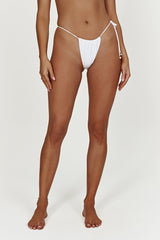 Andie Recycled Nylon Ruched String Side Bikini Brief - White