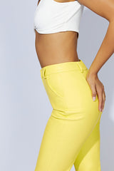 Tyra Straight Leg Faux Leather Pants - Lemon