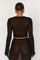 Akari Flare Sleeve Knit Top - Black