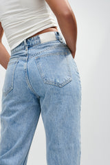 Jagger Mid Rise Oversized Denim Jean - Mid Blue