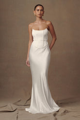 Harlow Satin Strapless Maxi Dress - Ivory