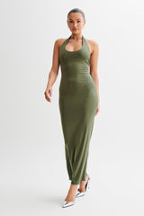 Jessica Modal Halter Maxi Dress - Military Olive