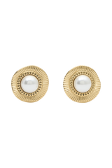 Zita Circle Pearl Earrings - Gold