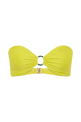 Hazel Recycled Nylon Bandeau Bikini Top With Diamante Trim - Fresh Green