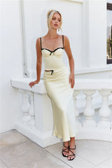 Enchanting Muse Satin Maxi Skirt Yellow