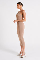 Sarai Halter Neck Knit Midi Dress - Wheat