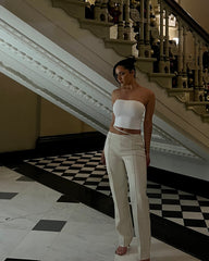 Zarsa Wide Leg Mid Rise Pu Pant - Wheat