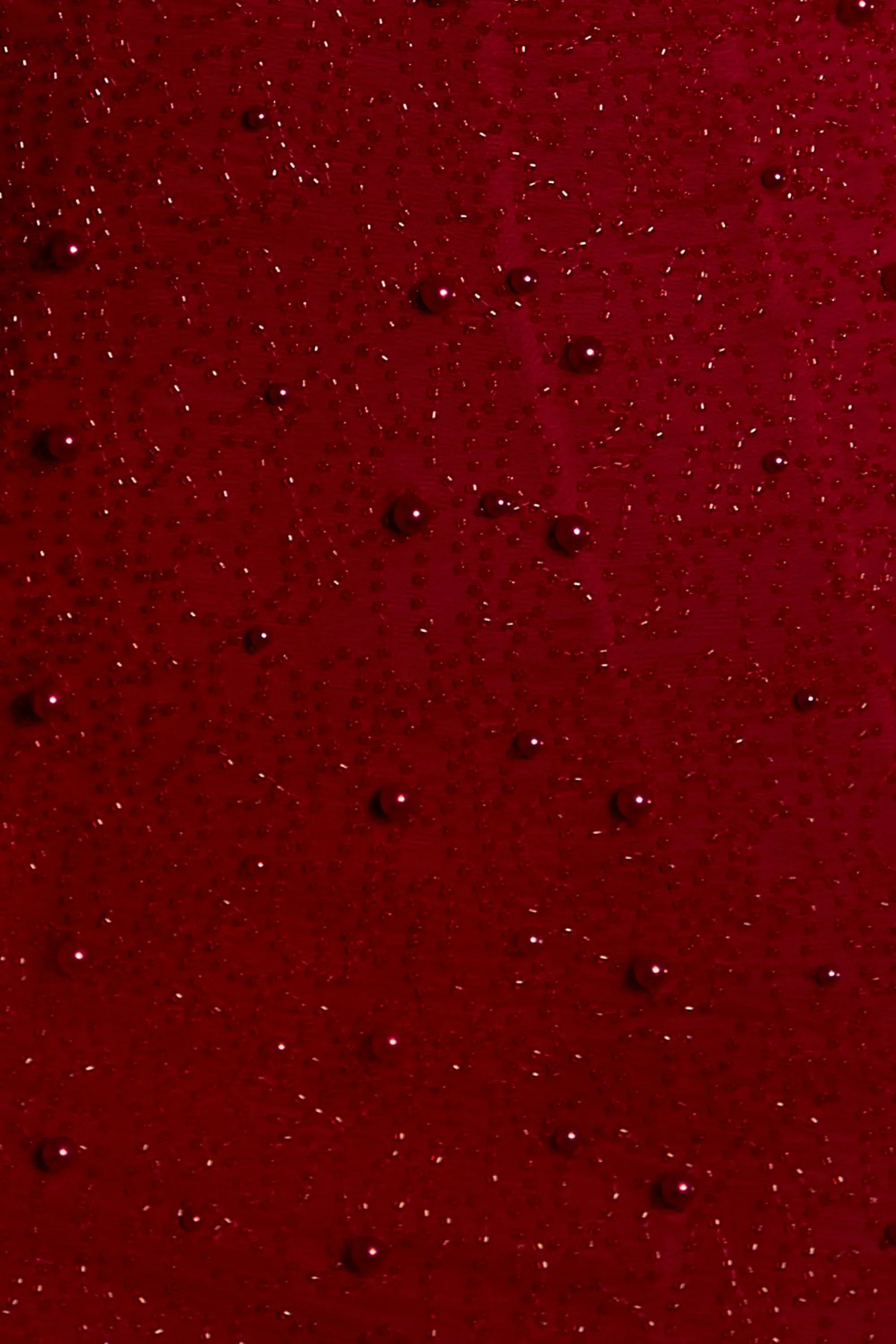 Embellished Cowl Neck Mini Dress in Red