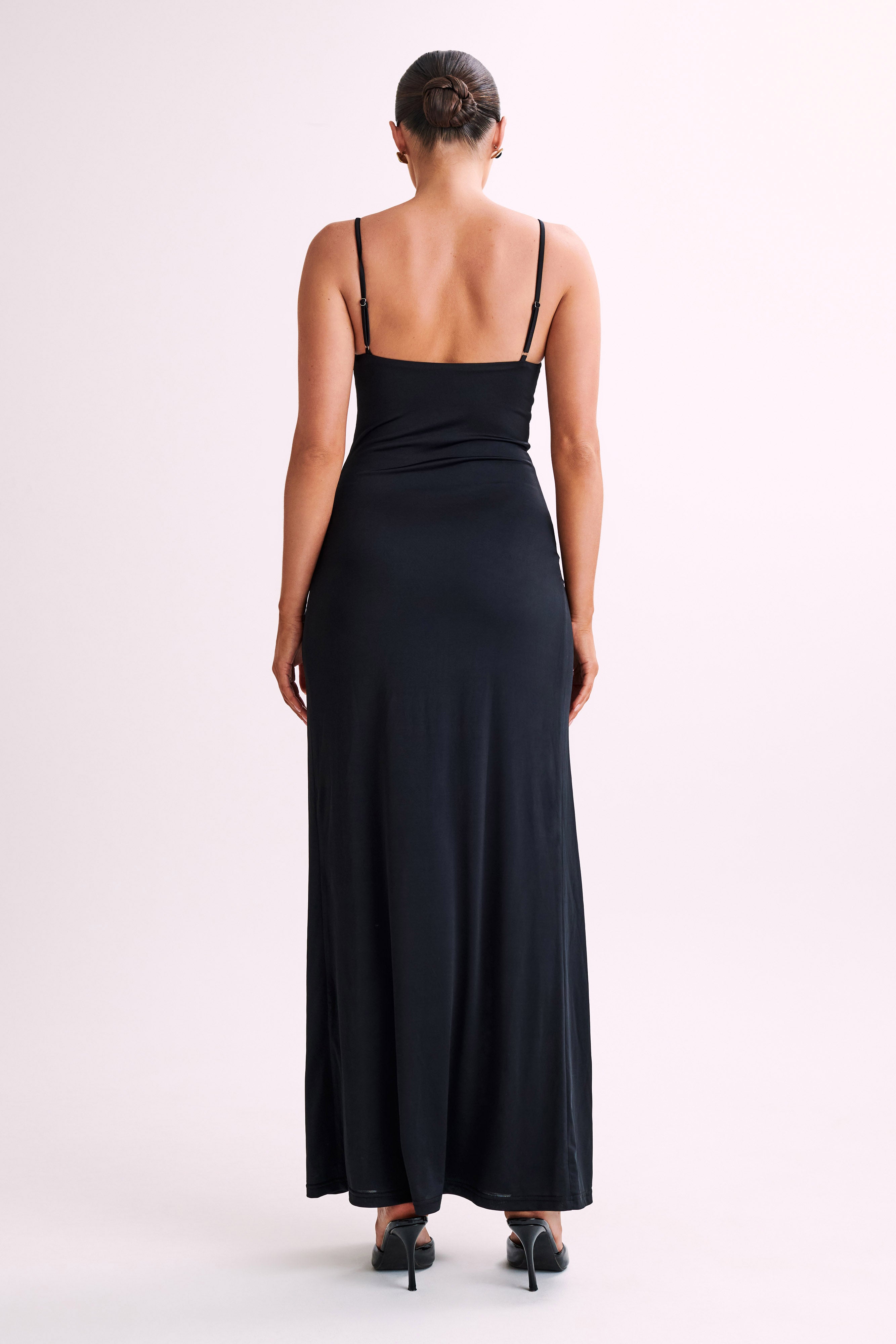 Jojo Jersey Split Maxi Dress With Diamante - Black