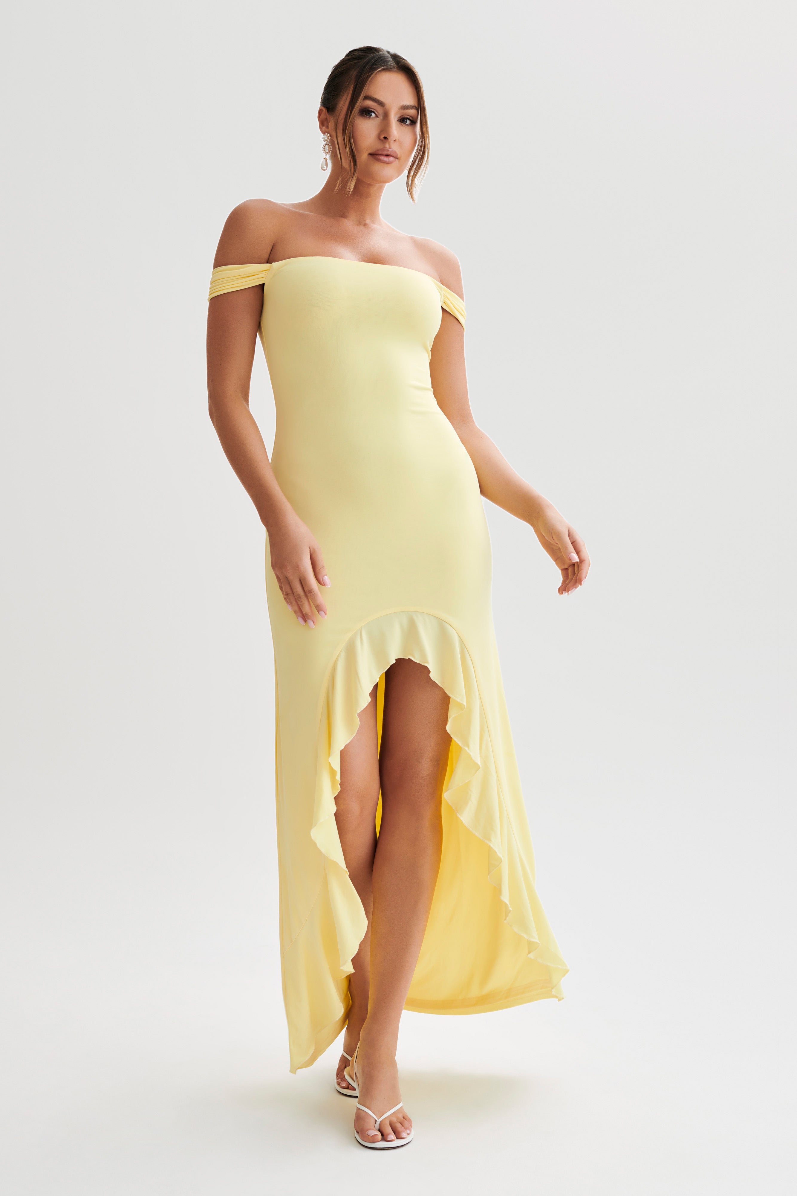 Eisley Slinky Off Shoulder Maxi Dress - Yellow