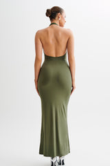 Jessica Modal Halter Maxi Dress - Military Olive