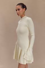 Blair Knit Mini Dress With Pleats - Ivory