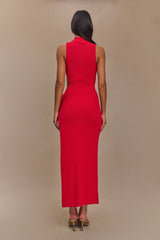 Stephanie Cut Out Knit Maxi Dress - Red
