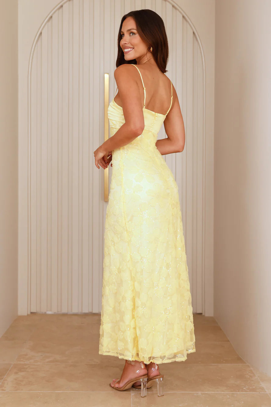 Twinkle Times Mesh Maxi Dress Yellow