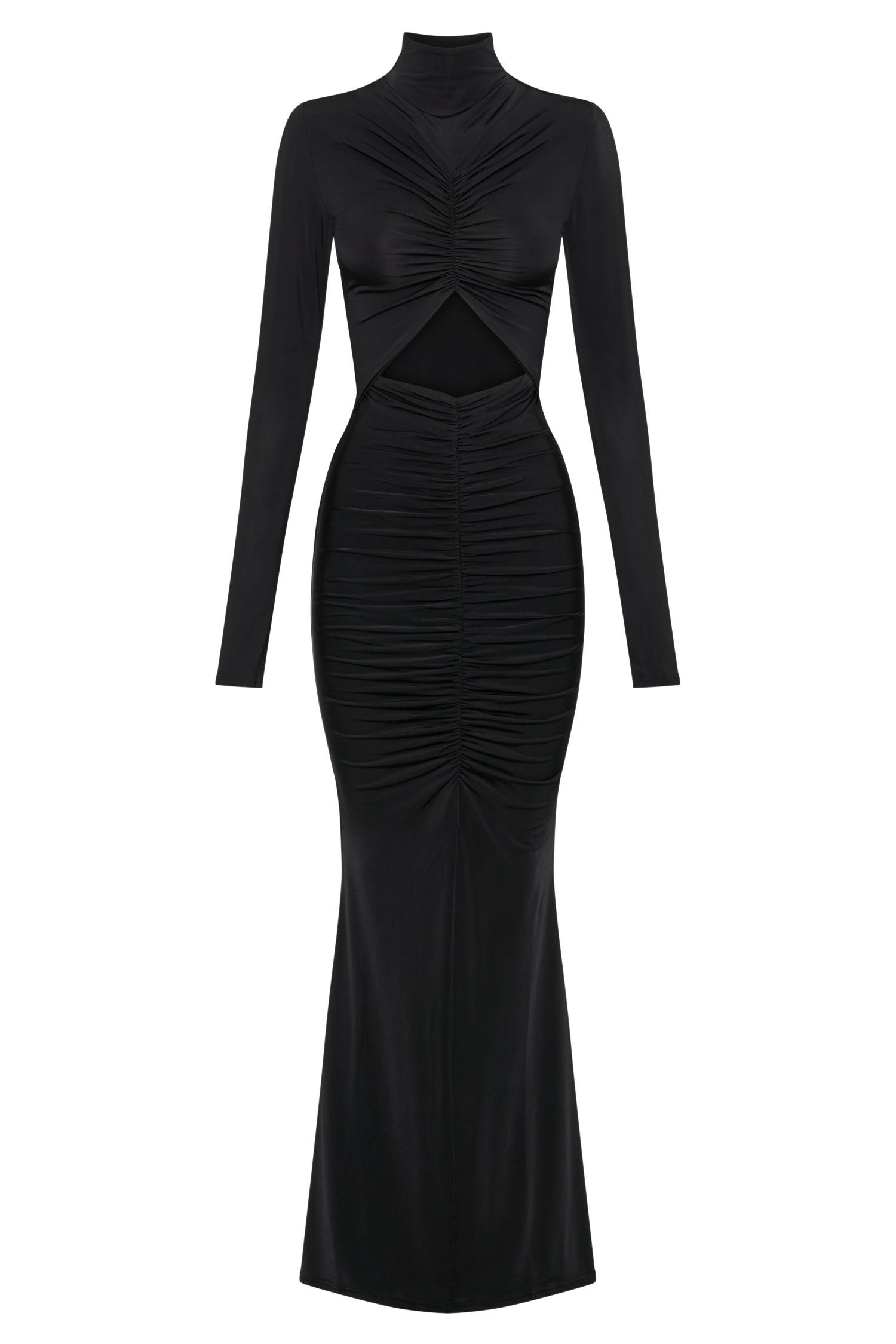 Pia Slinky Long Sleeve Cutout Maxi Dress - Black