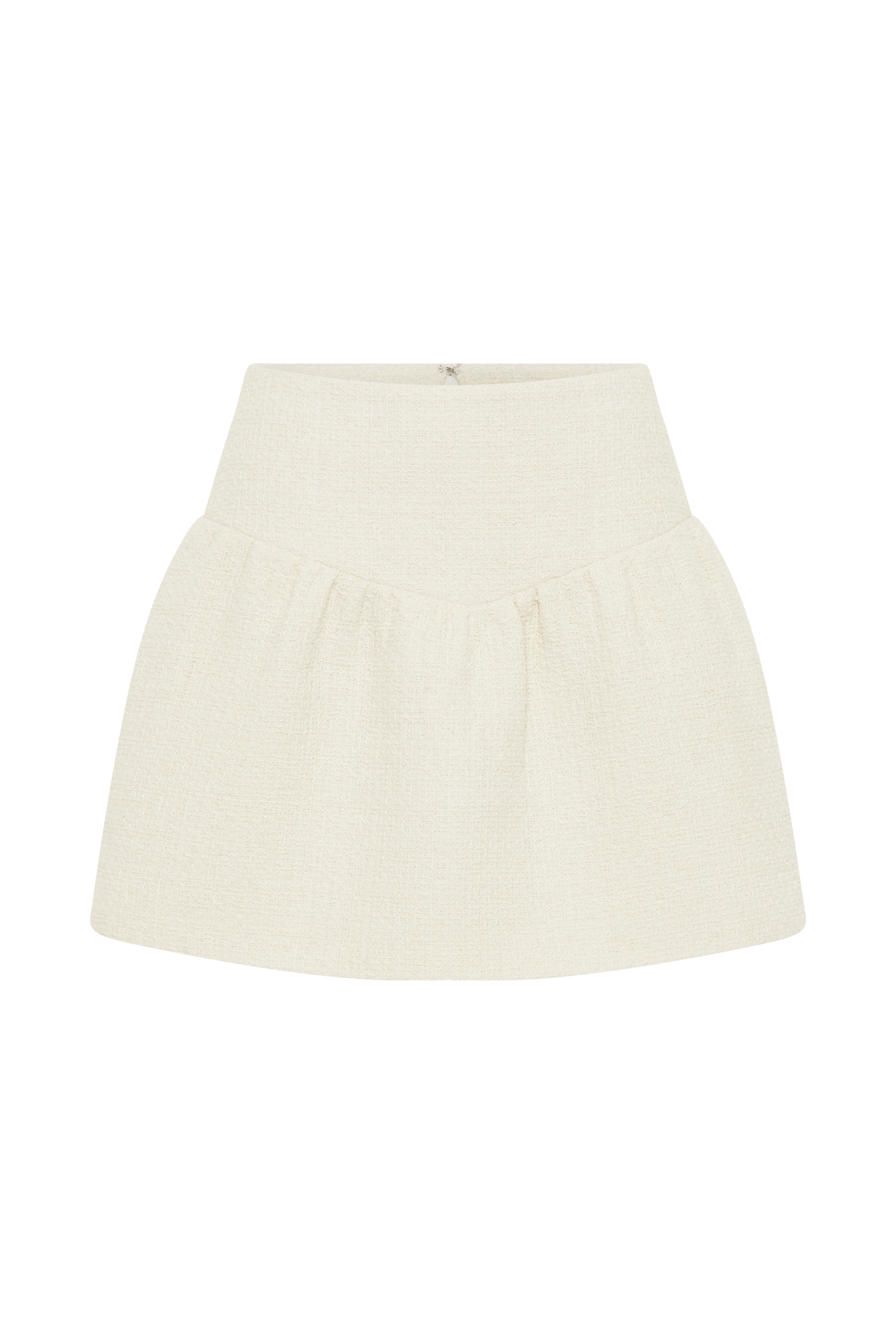 Cyrus Gathered Boucle Mini Skirt - Ivory
