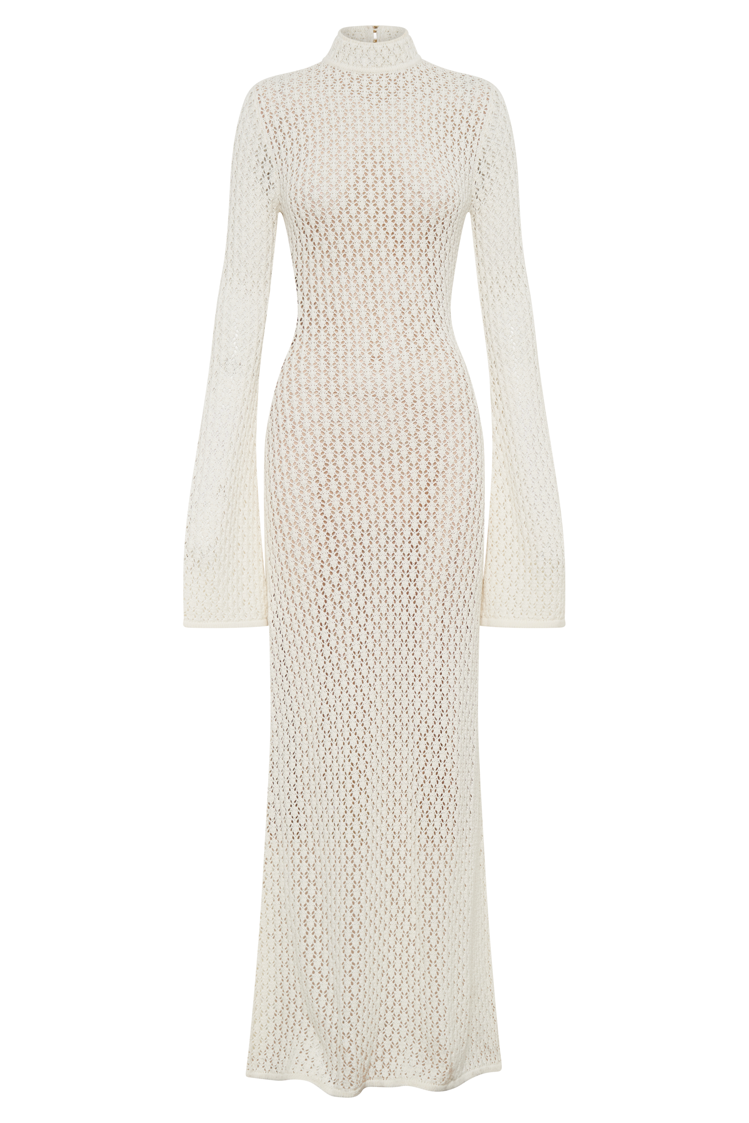 Julia Crochet Open Back Maxi Dress - White