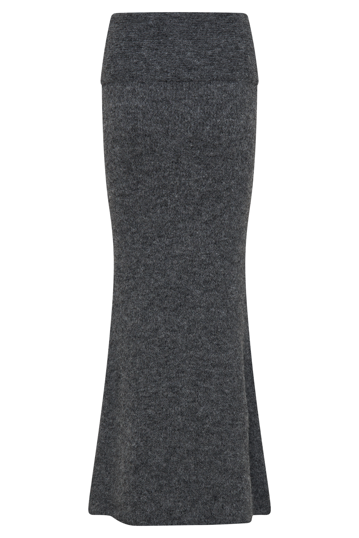 Charlotte Knit Maxi Skirt With Overlay - Charcoal