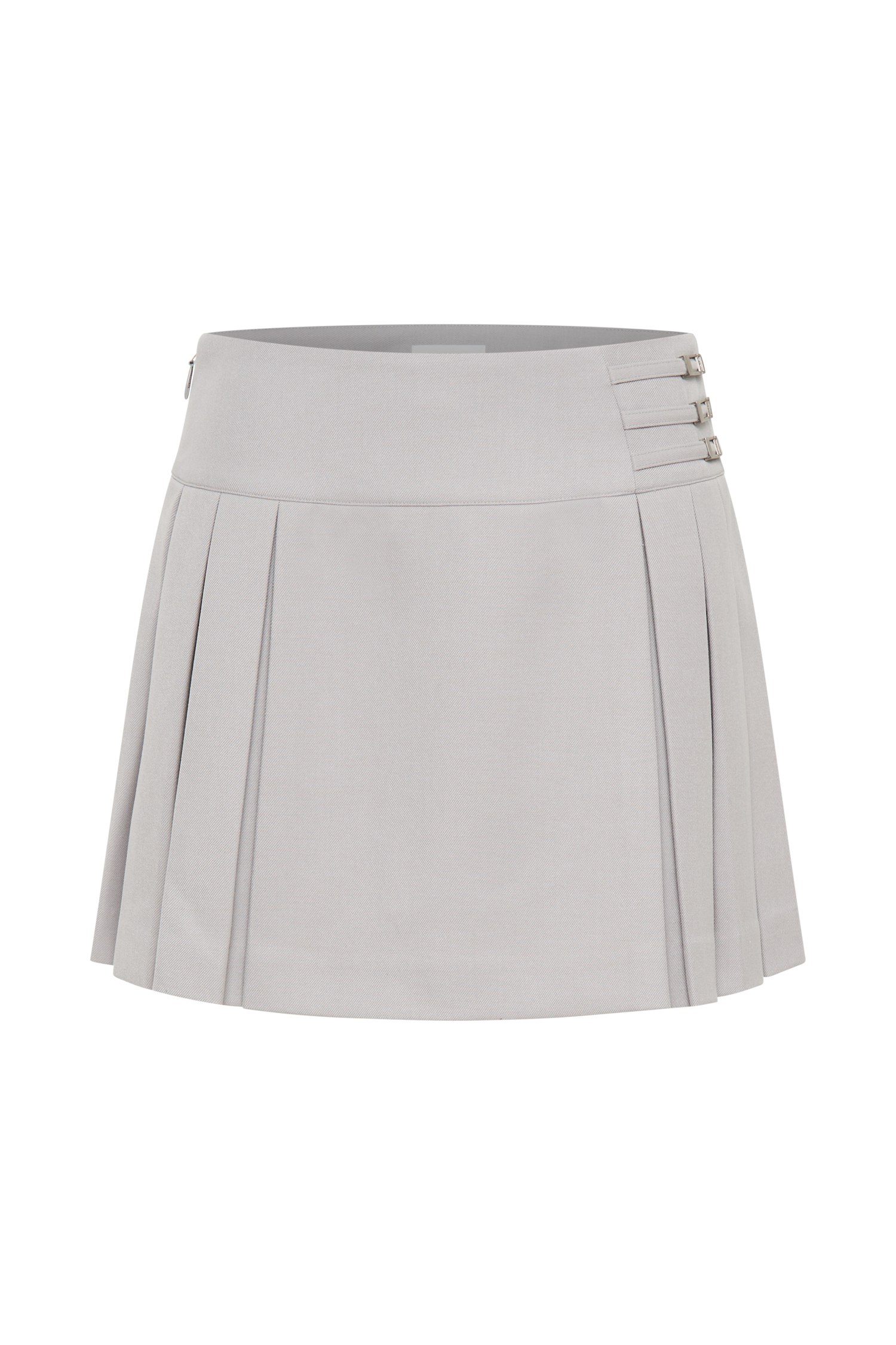 Angie Pleated Buckle Mini Skirt - Grey