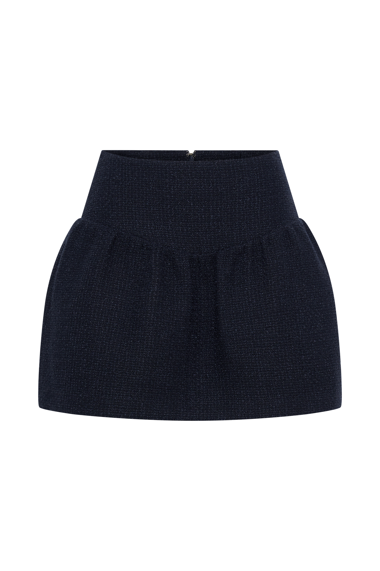 Cyrus Gathered Boucle Mini Skirt - Navy
