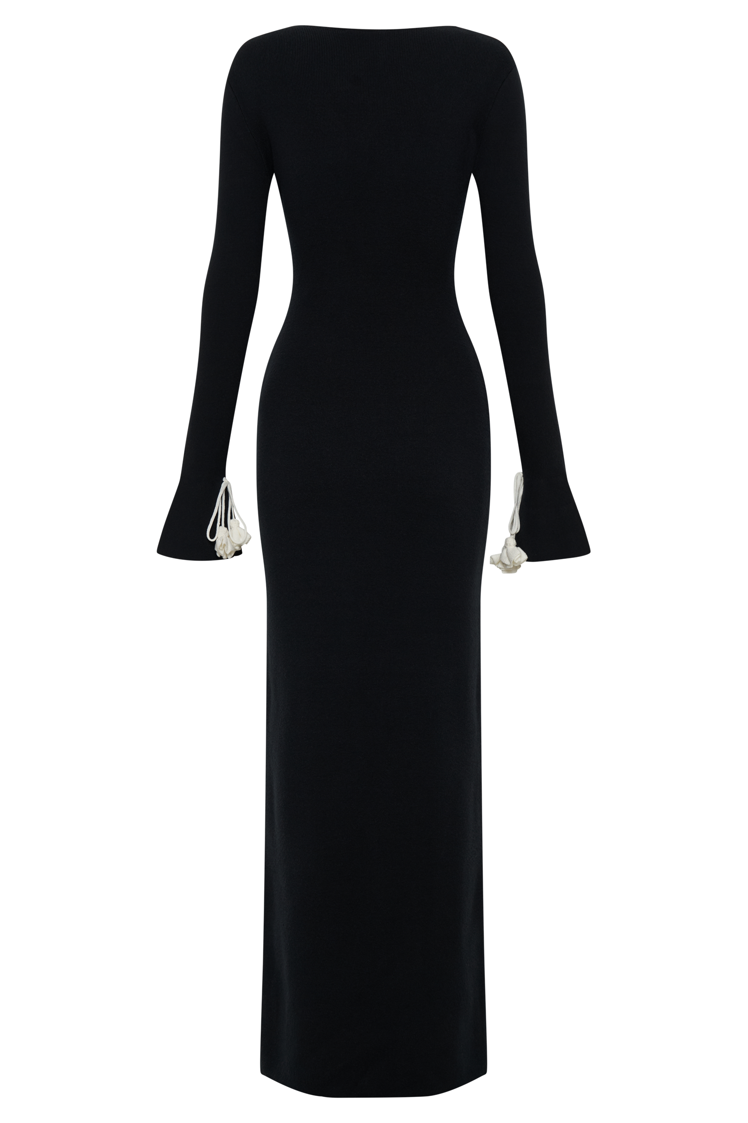 Erica Knit Maxi Dress With Floral Ties - Black And White