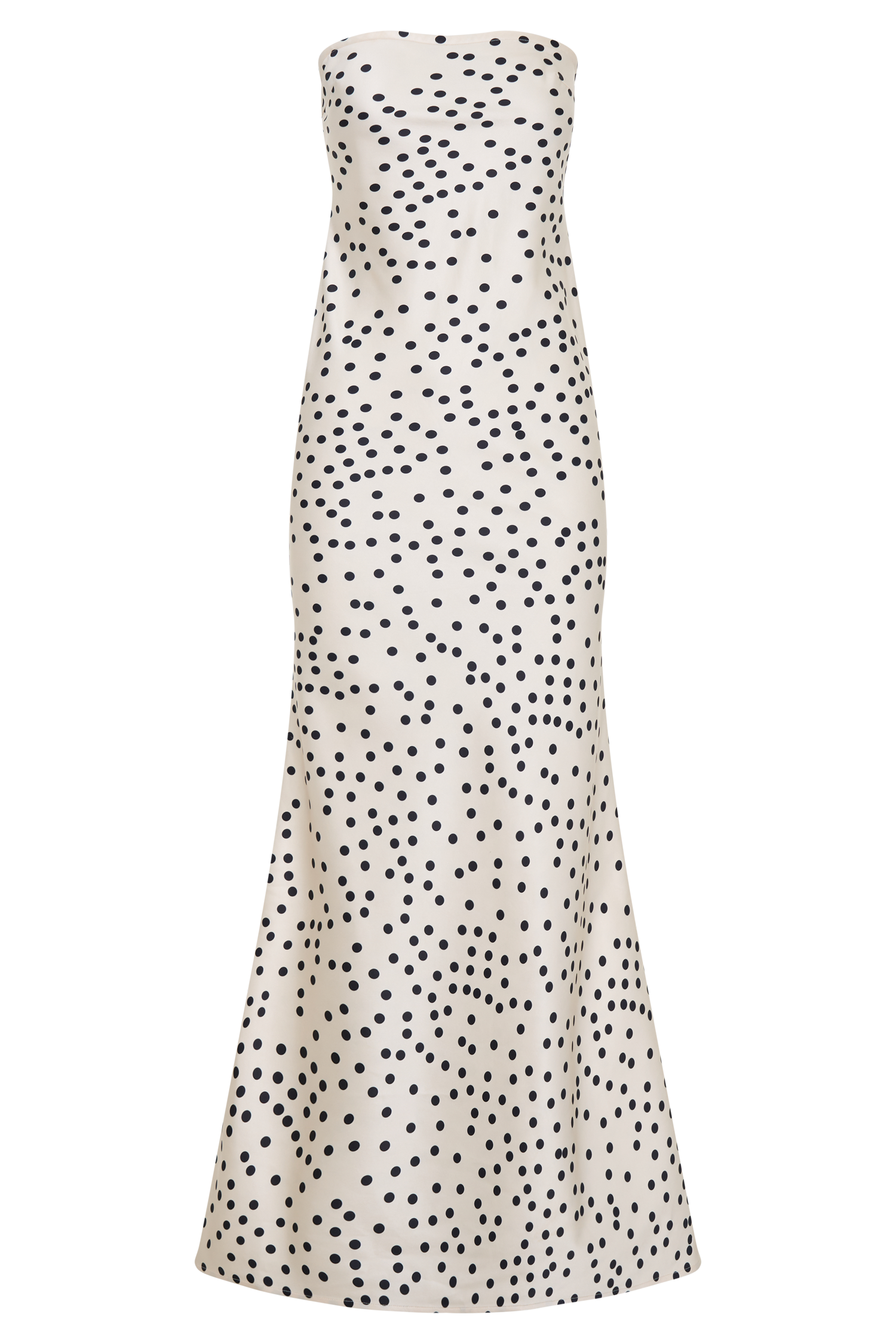 Claudette Strapless Satin Maxi Dress - Polka Dot Print