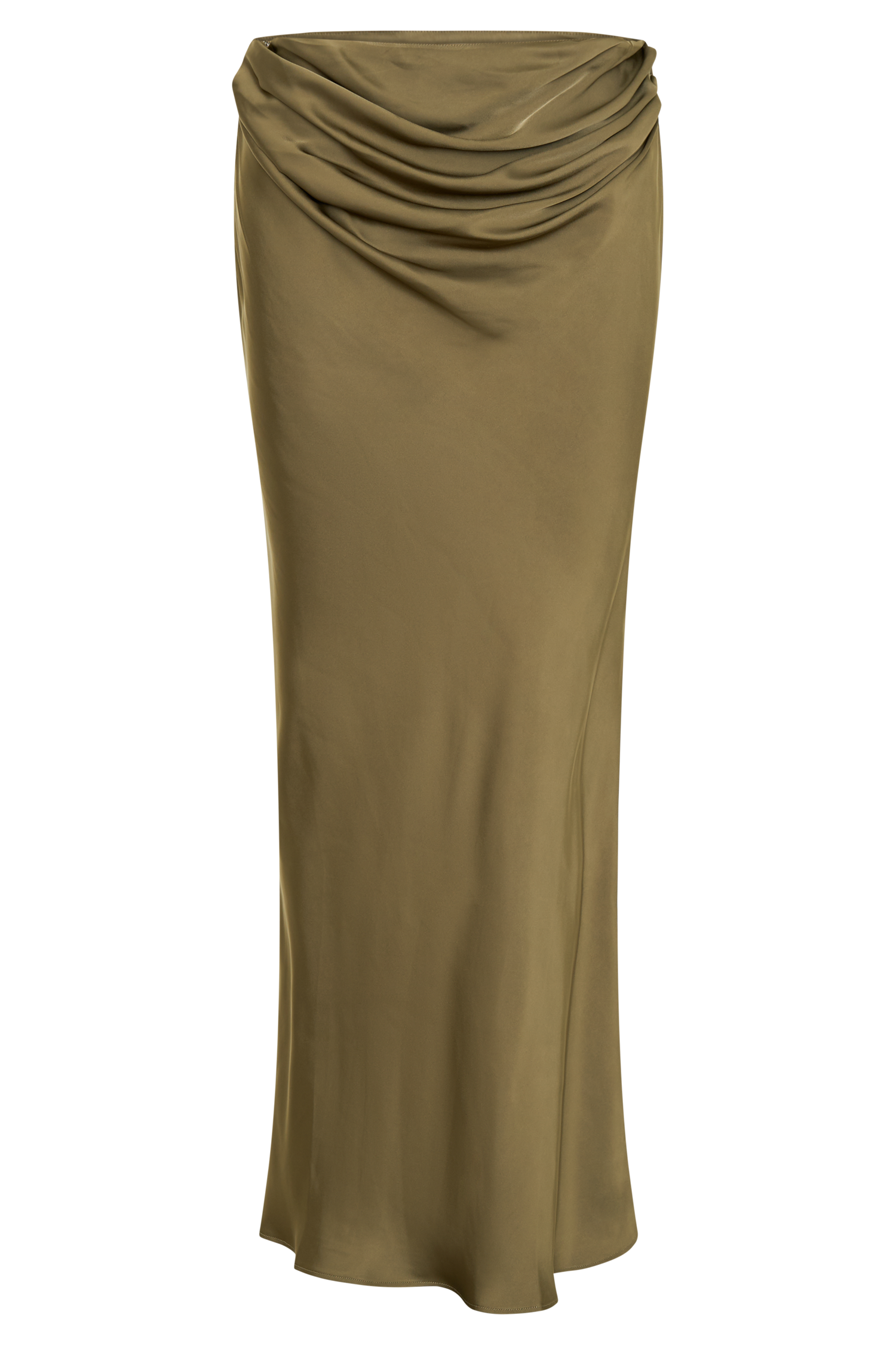 Nicola Satin Asymmetric Maxi Skirt - Basil