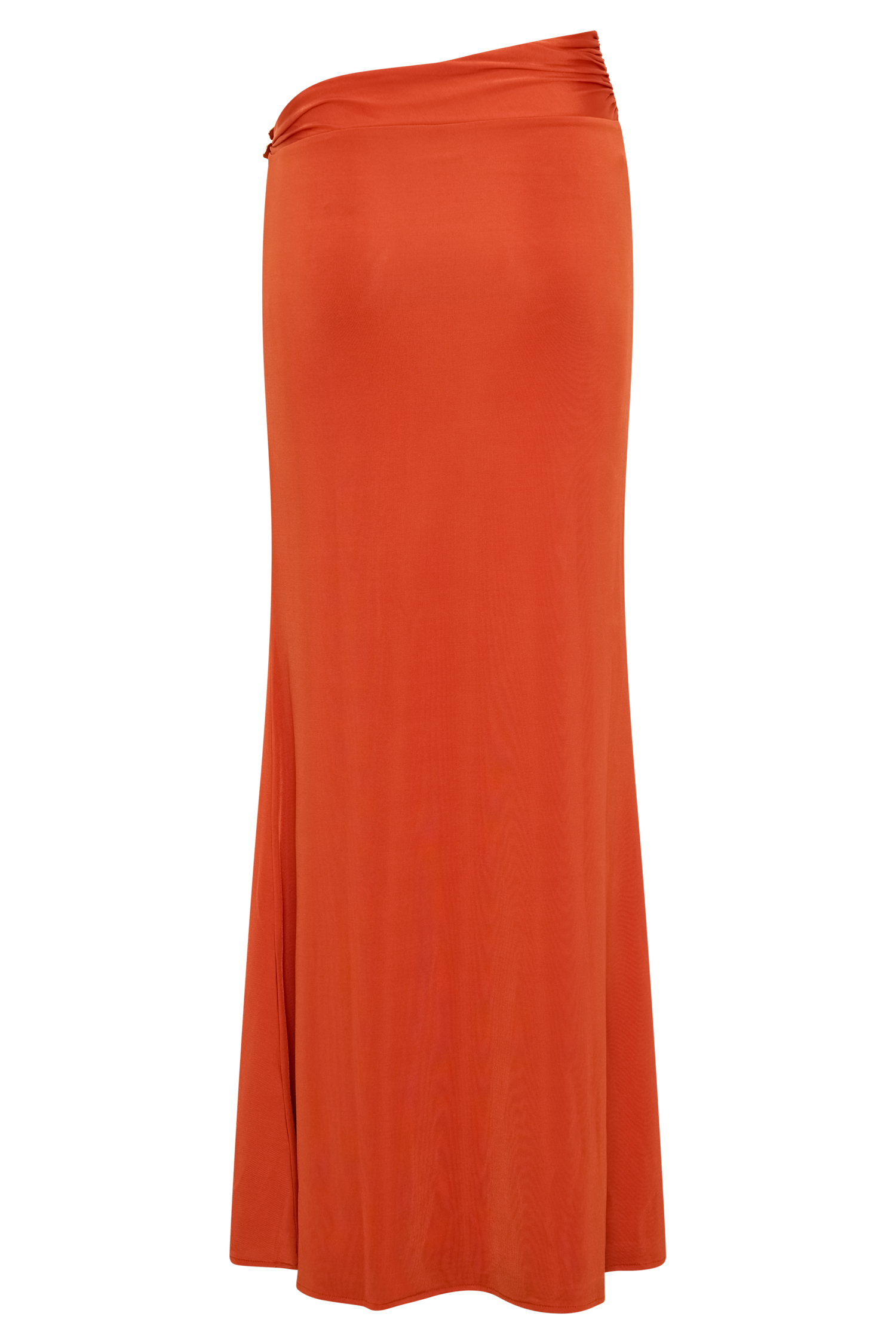 Ainsley Asymmetrical Maxi Skirt With Floral Hardware - Burnt Orange