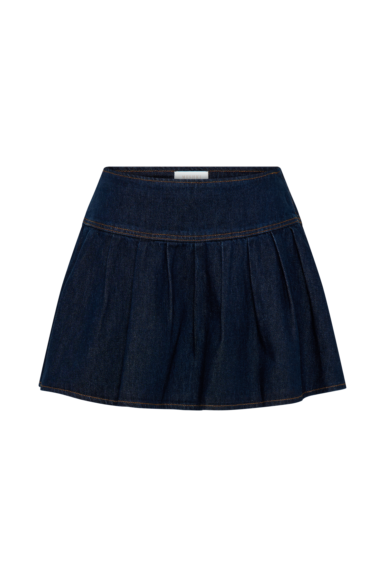 Candice Pleated Denim Mini Skirt - Indigo Blue