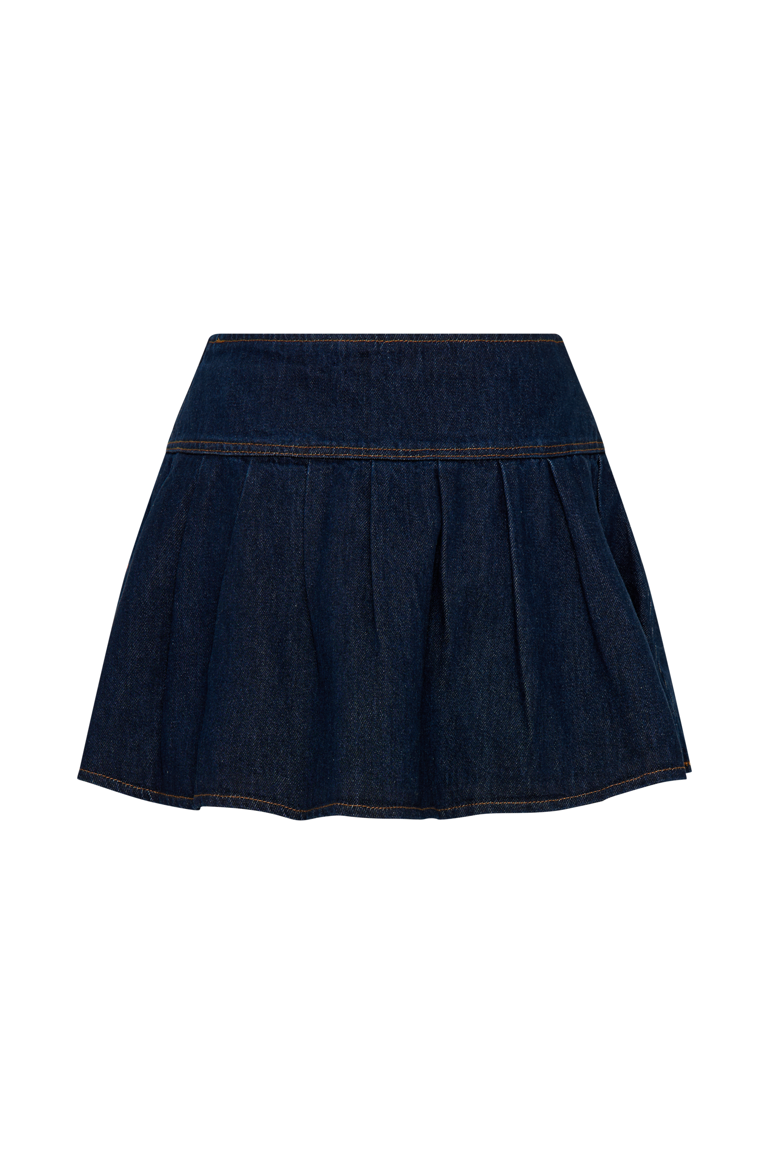 Candice Pleated Denim Mini Skirt - Indigo Blue