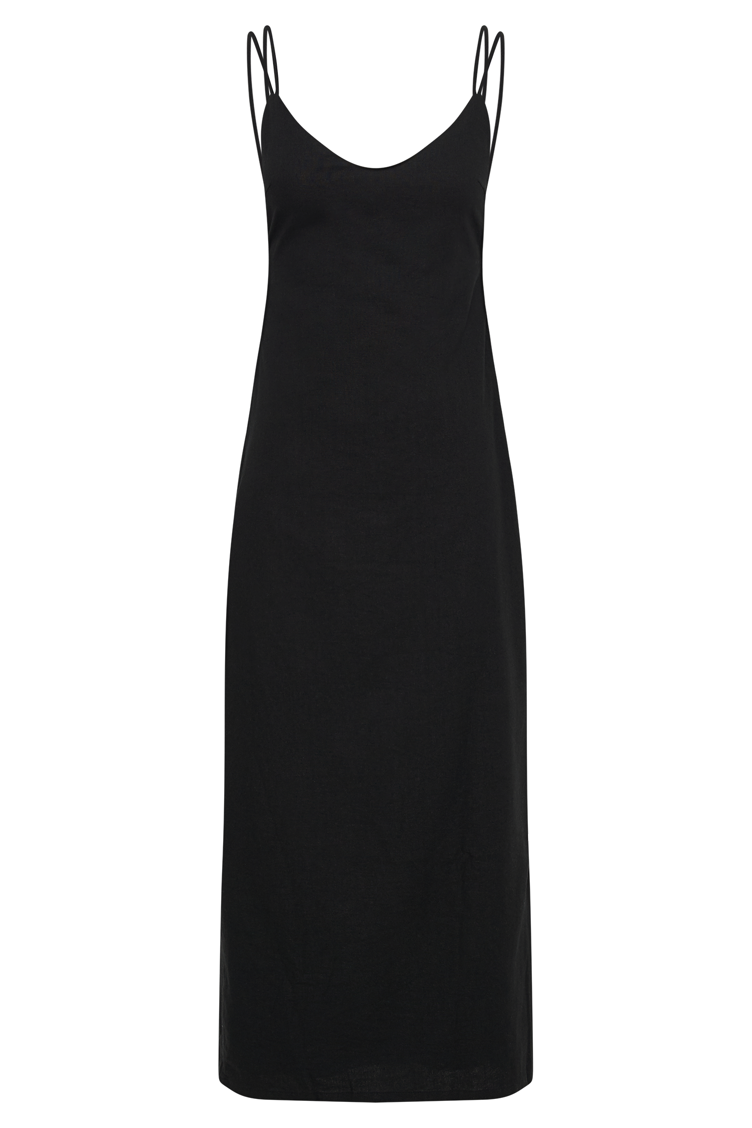 Leana Linen Backless Midi Dress - Black