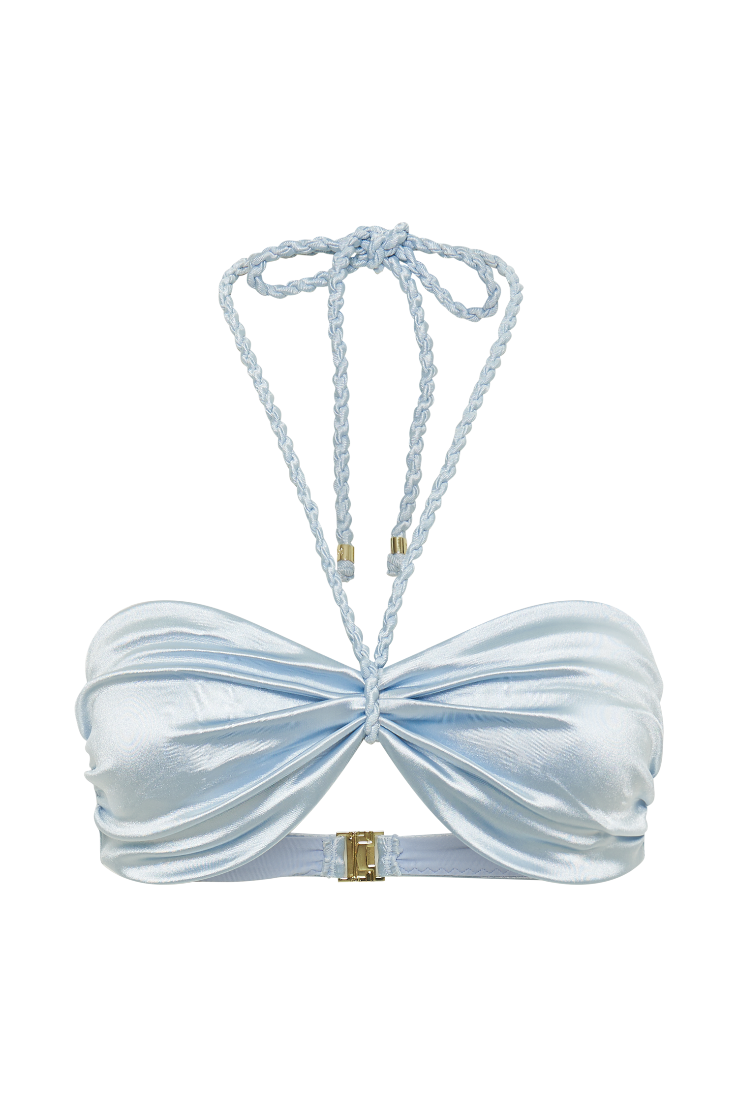 Sarika Halter Bikini Top With Braided Ties - Arctic Blue