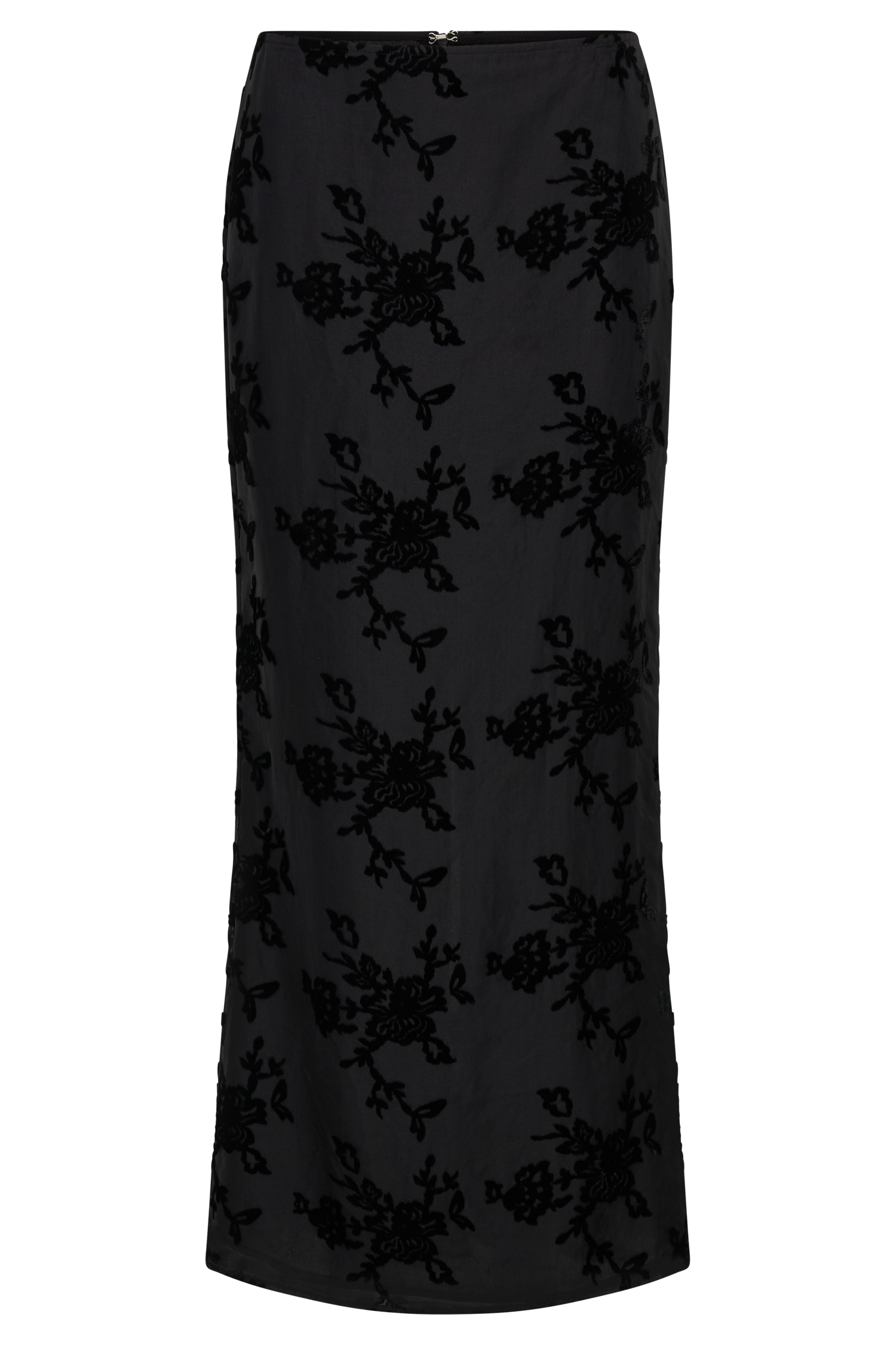 Mona Burnout Velvet Maxi Skirt - Black