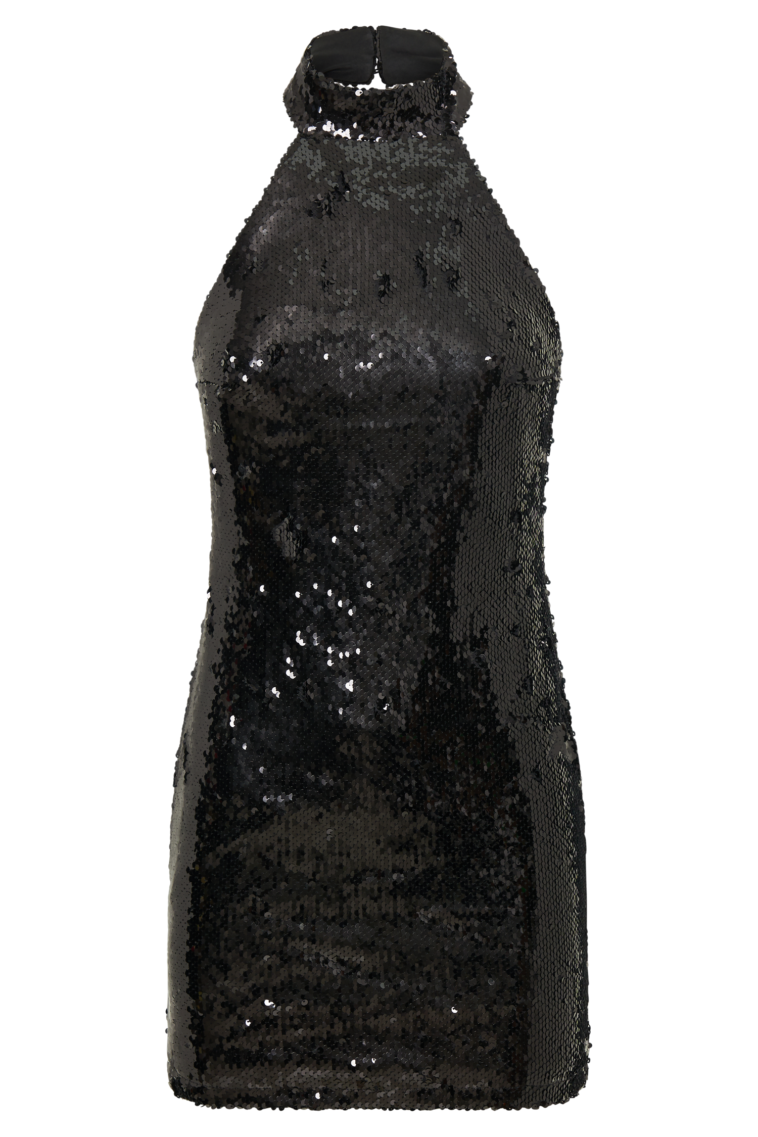 Jayne Sequin Halter Mini Dress - Black