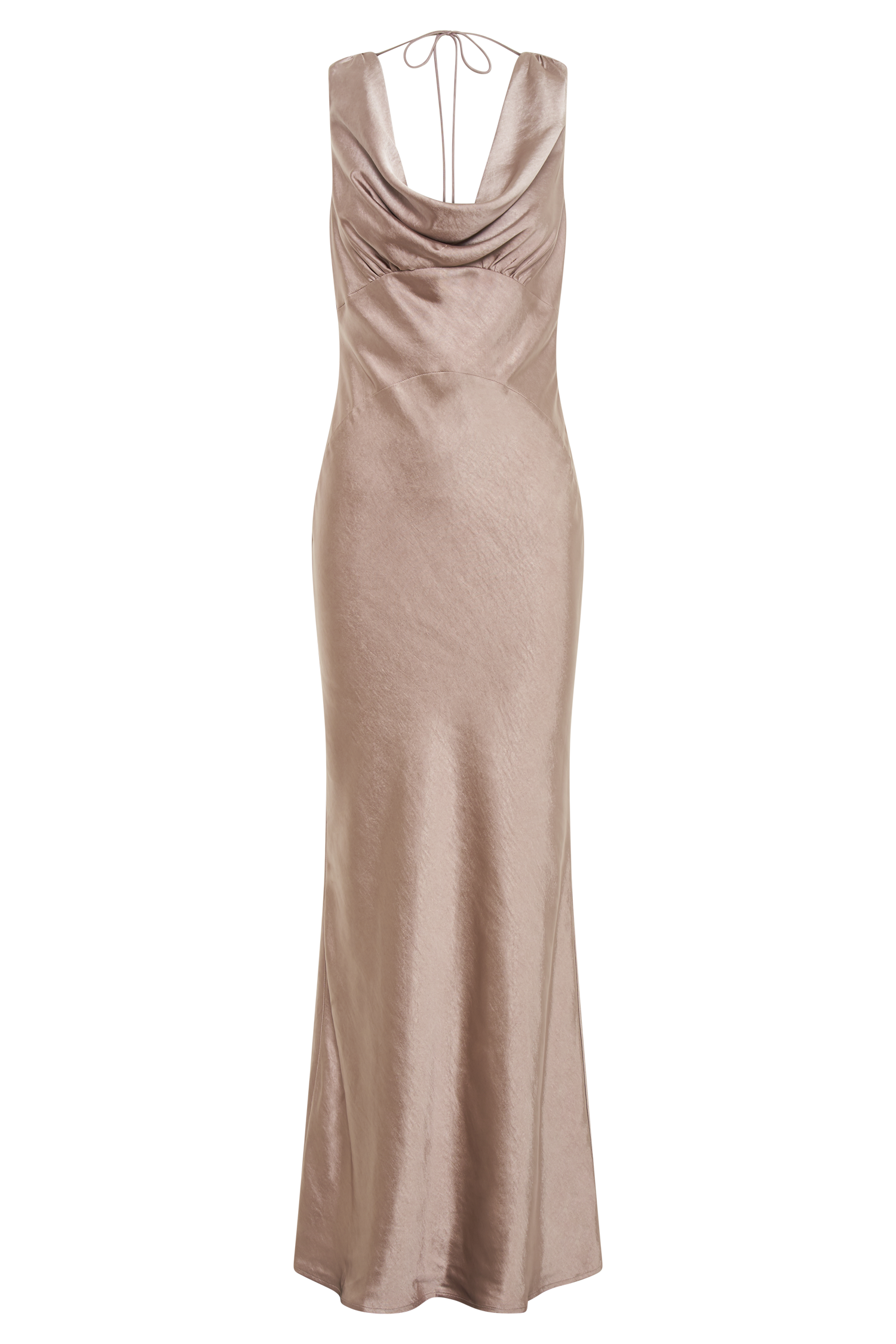 Angelique Satin Cowl Back Maxi Dress - Taupe