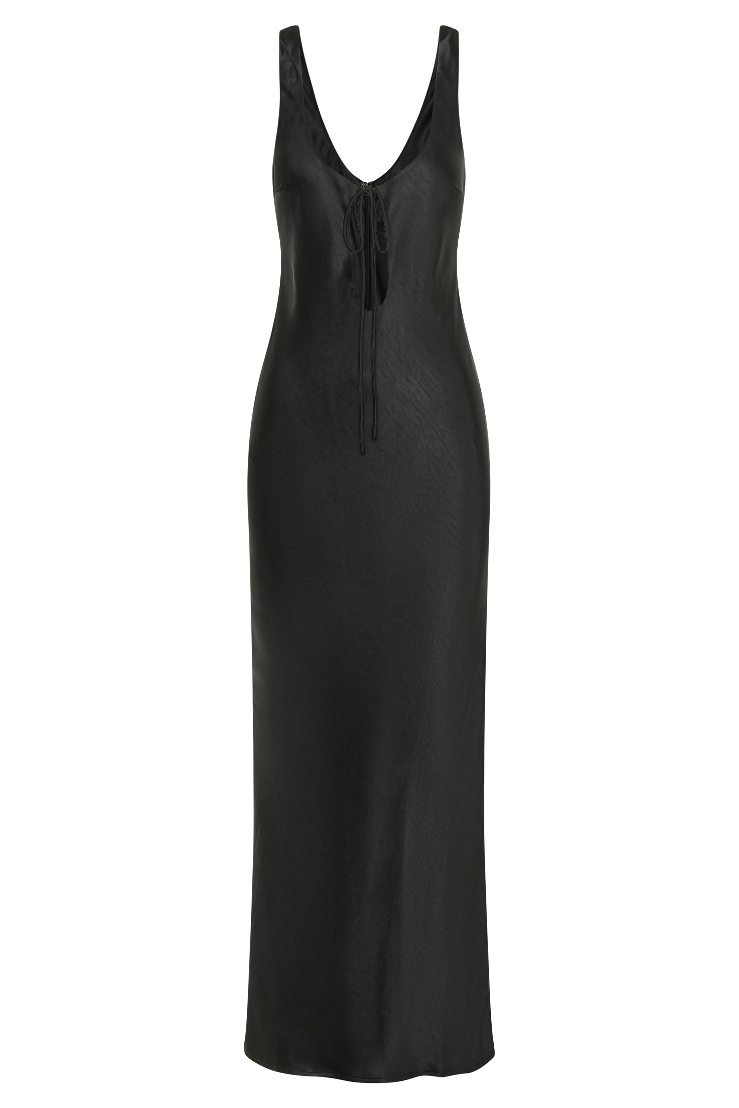 Aubrie Keyhole Satin Maxi Dress - Black