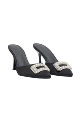 Torri Satin Diamond Mule - Black