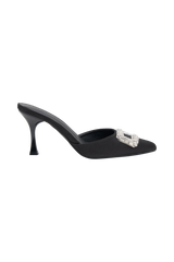 Torri Satin Diamond Mule - Black