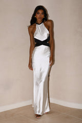 Nalani Satin Halter Maxi Dress - Black/White