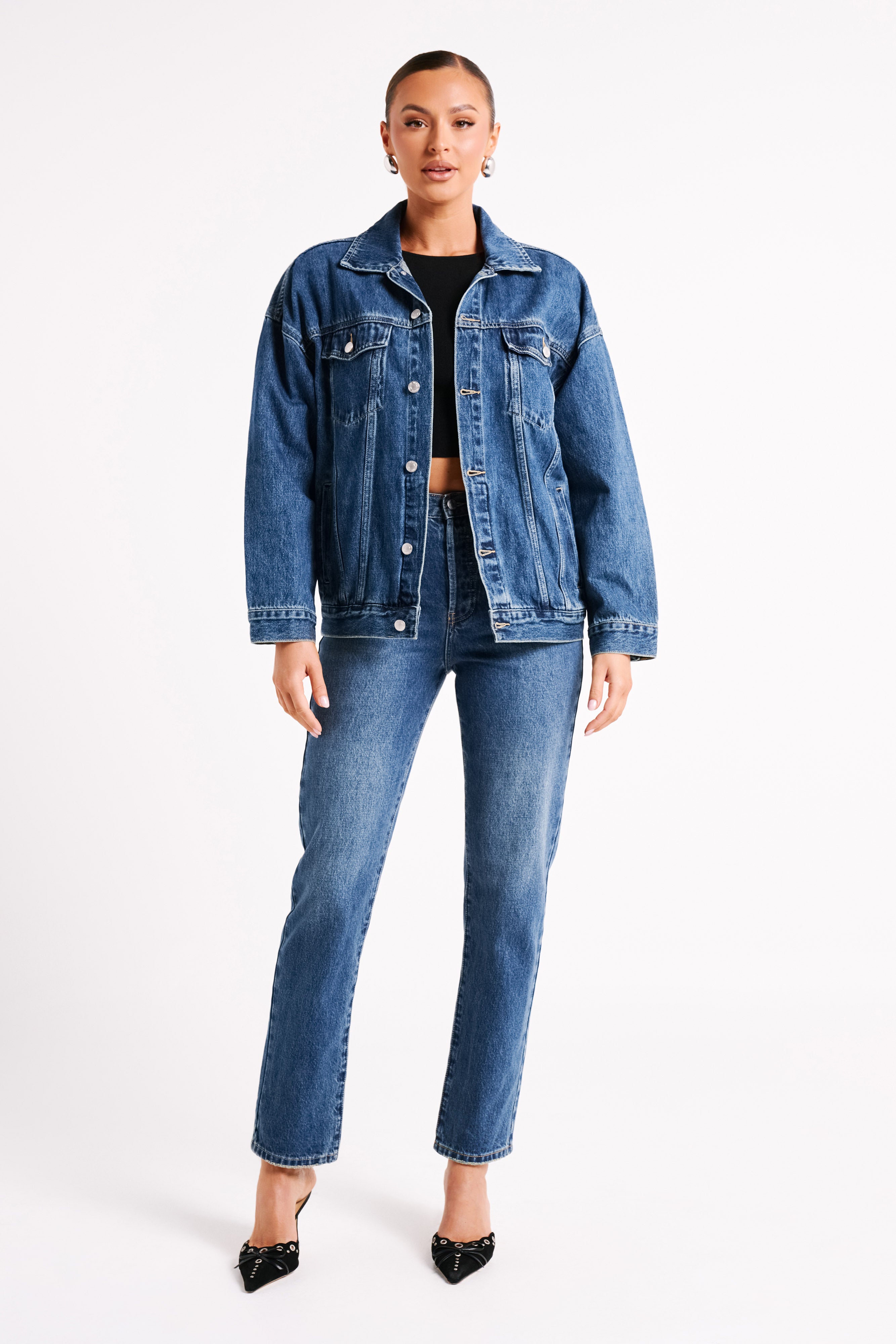 Sion Oversized Denim Jacket - Dark Blue