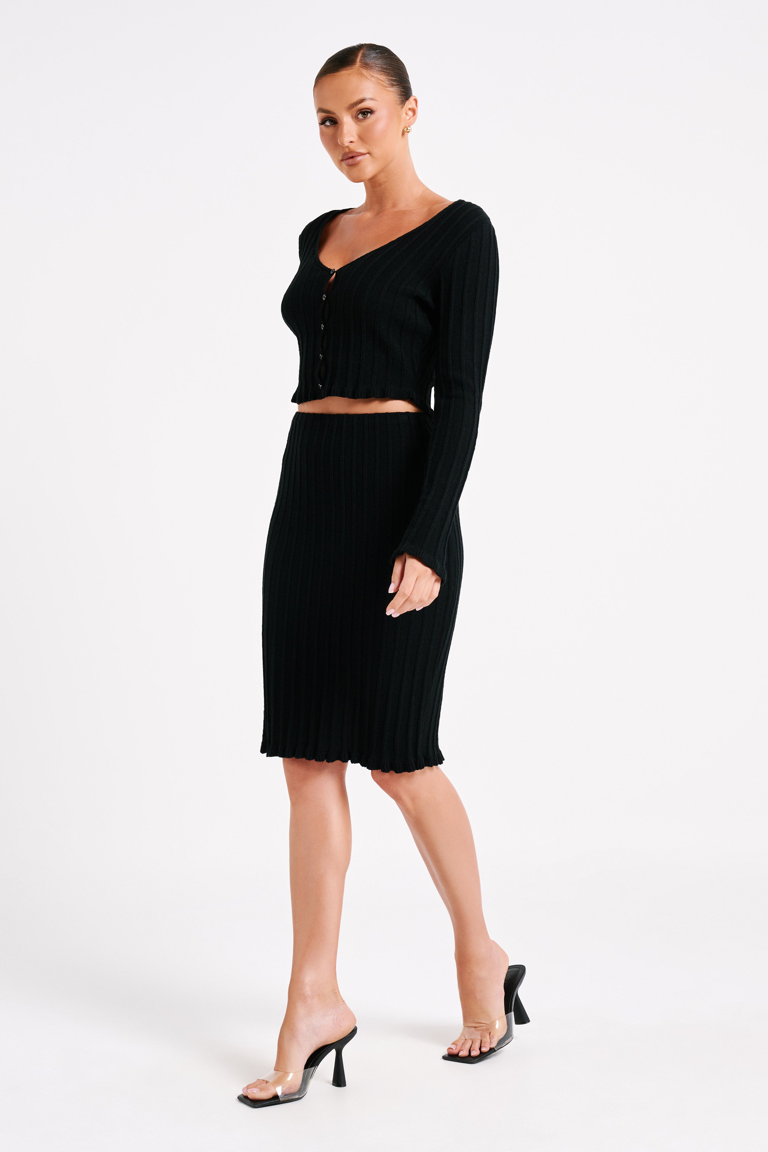 Silvia Knit Midi Skirt - Black