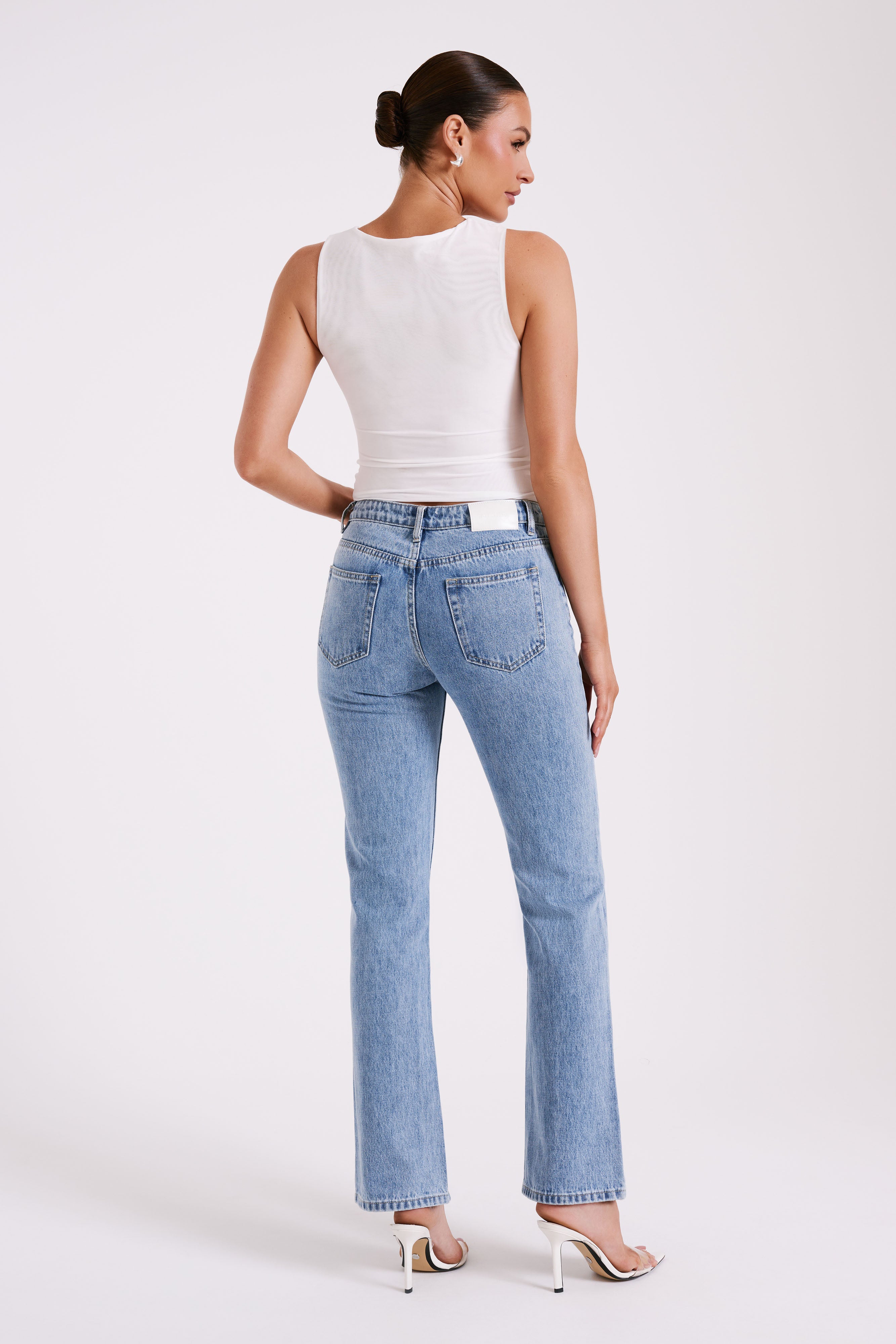 Stephy Low Rise Straight Leg Denim Jean - Vintage Blue
