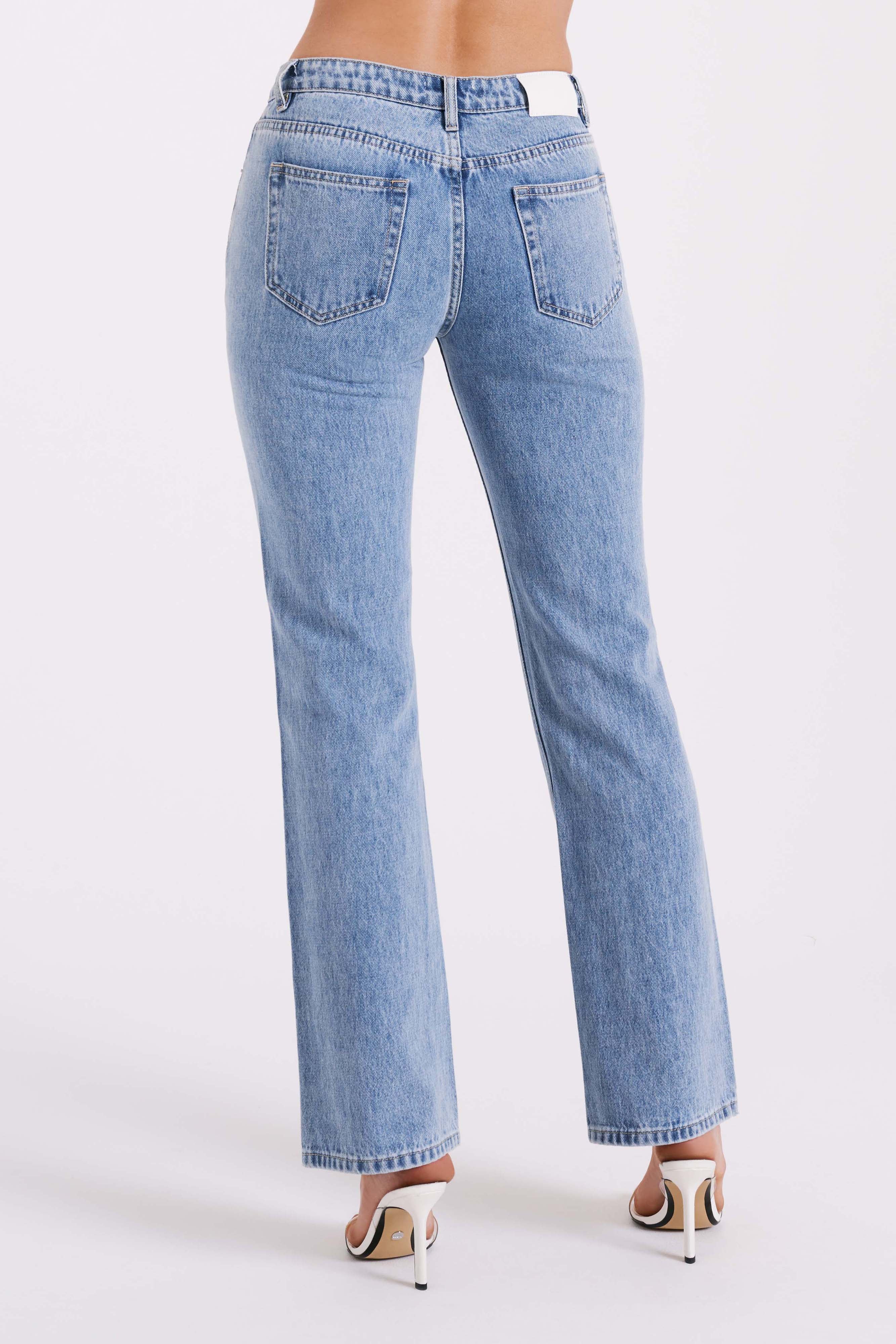 Stephy Low Rise Straight Leg Denim Jean - Vintage Blue